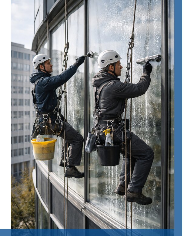 Мойка панорамных окон в Усолье-Сибирском от 361 р. заказать у ВЫСОТНИК-Сль