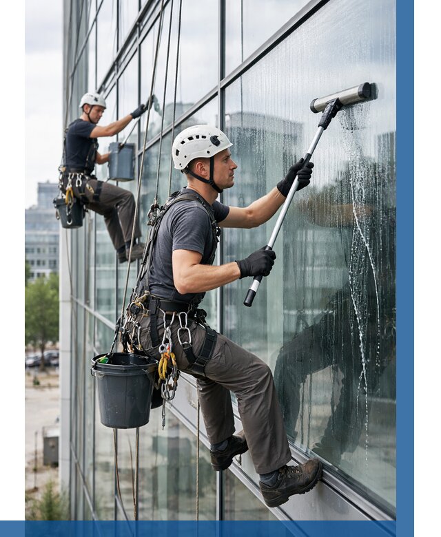 Мойка витражей альпинистами в Усолье-Сибирском от 722 р. под ключ|ВЫСОТНИК-Сль