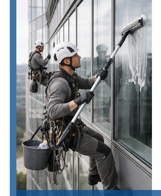 Высотная мойка сплошного остекления с выездом в Усолье-Сибирском