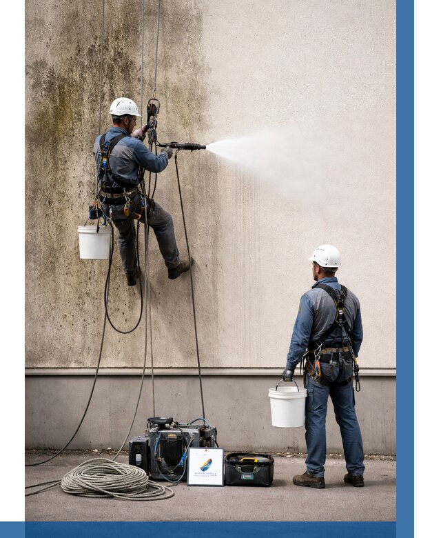 Очистка фасада от плесени в Усолье-Сибирском от 310 р. | ВЫСОТНИК-Сль