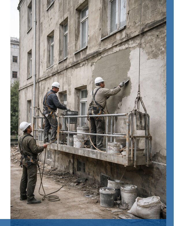 Капитальный ремонт фасада в Усолье-Сибирском от 4334 р. | ВЫСОТНИК-Сль