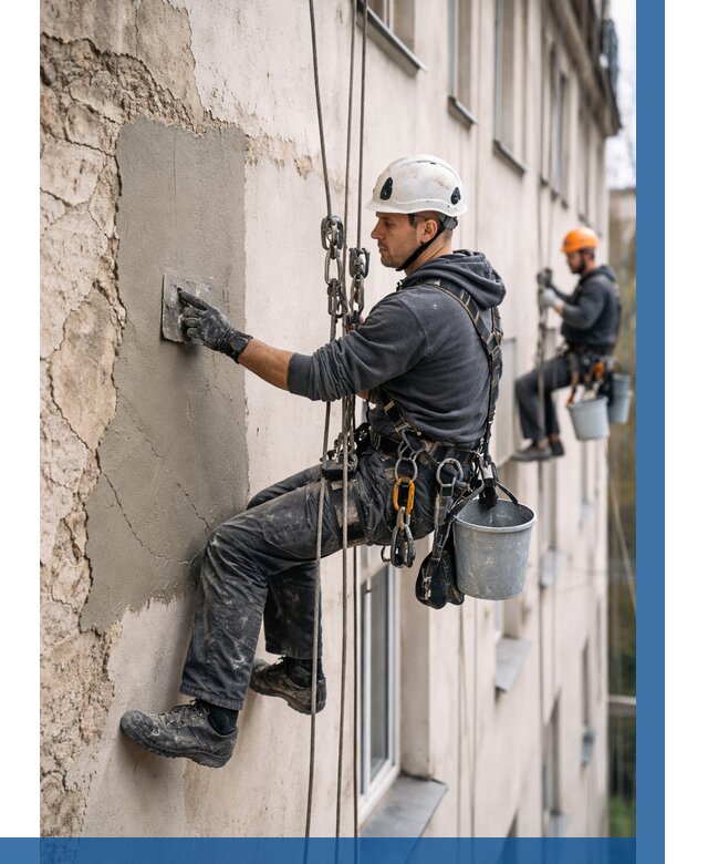 Восстановление штукатурки фасада в Усолье-Сибирском от 1238 р. | ВЫСОТНИК-Сль