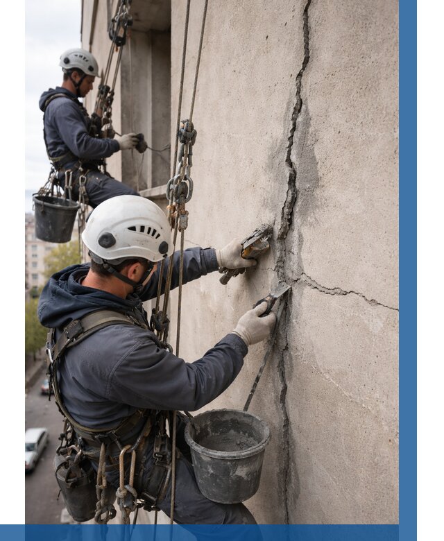 Заделка трещин на фасаде в Усолье-Сибирском от 929 р. | ВЫСОТНИК-Сль