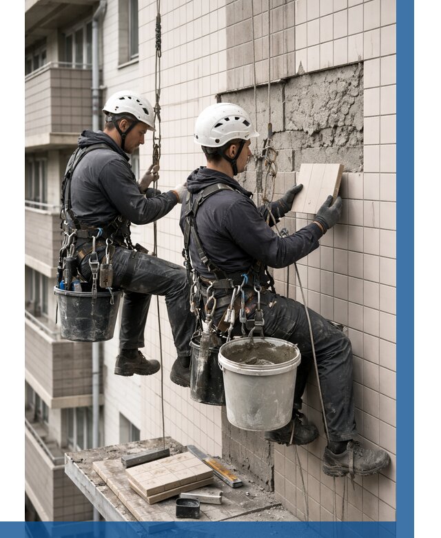 Ремонт облицовки фасада плиткой в Усолье-Сибирском от 1858 р. | ВЫСОТНИК-Сль