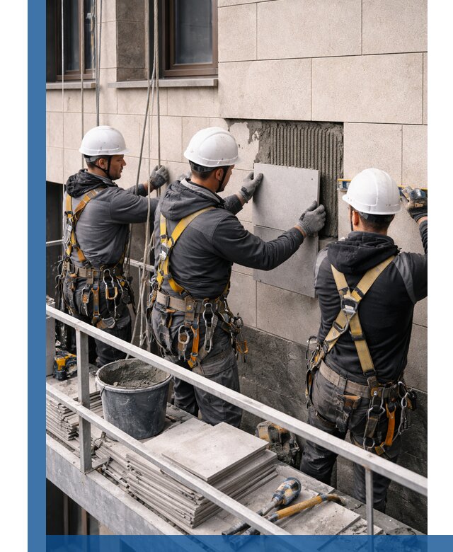 Ремонт облицовки фасада плиткой в Усолье-Сибирском с гарантией