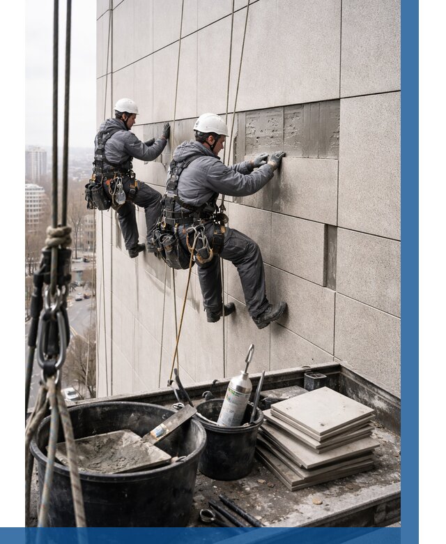 Ремонт фасада из керамогранита в Усолье-Сибирском от 2580 р. | ВЫСОТНИК-Сль