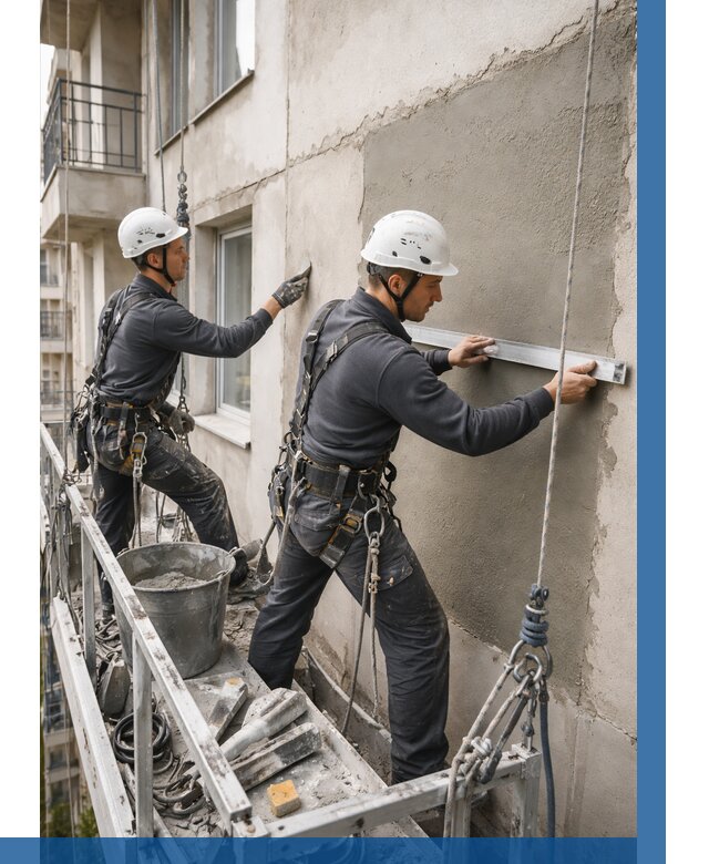 Штукатурка фасада на высоте в Усолье-Сибирском от 929 р. | ВЫСОТНИК-Сль