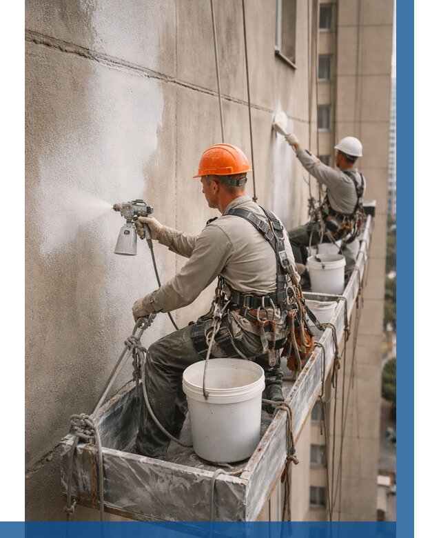 Грунтовка фасада на высоте в Усолье-Сибирском от 124 р. | ВЫСОТНИК-Сль