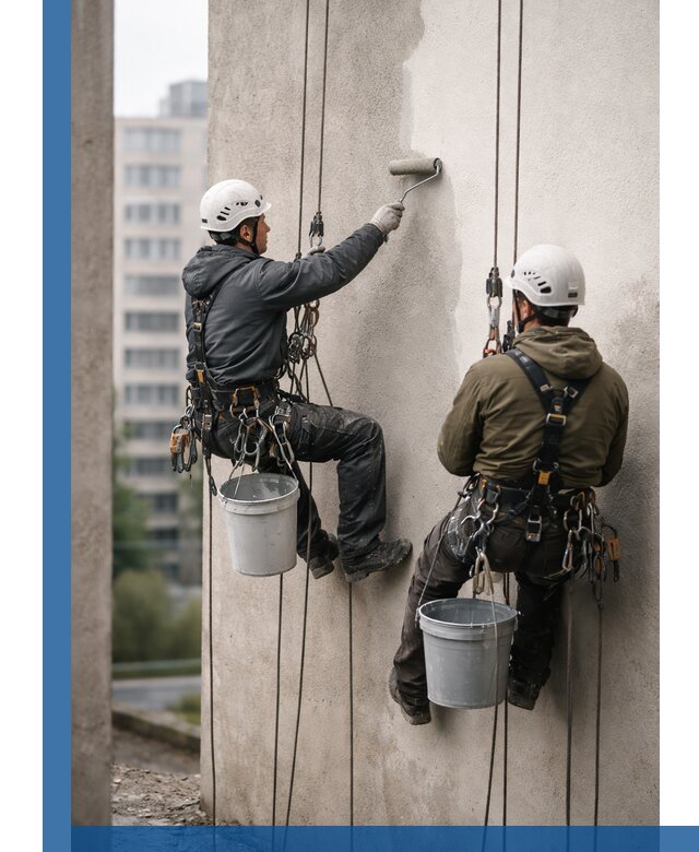 Покраска фасадов высотными альпинистами в Усолье-Сибирском с гарантией