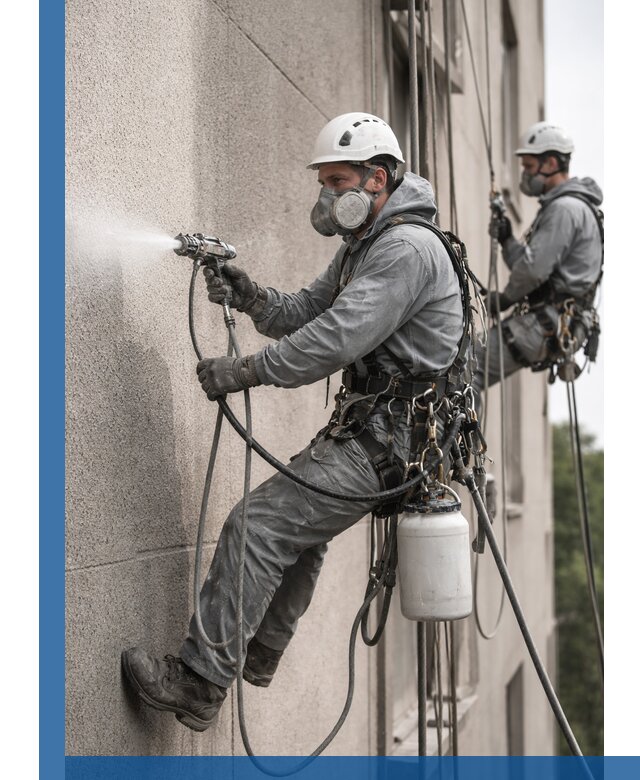 Безвоздушная покраска фасадов зданий в Усолье-Сибирском профессионально