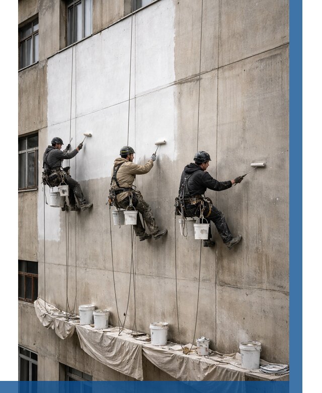 Покраска бетонного фасада в Усолье-Сибирском от 361 р за м2 | ВЫСОТНИК-Сль