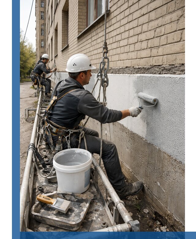 Окраска цоколя здания в Усолье-Сибирском профессионально и надежно