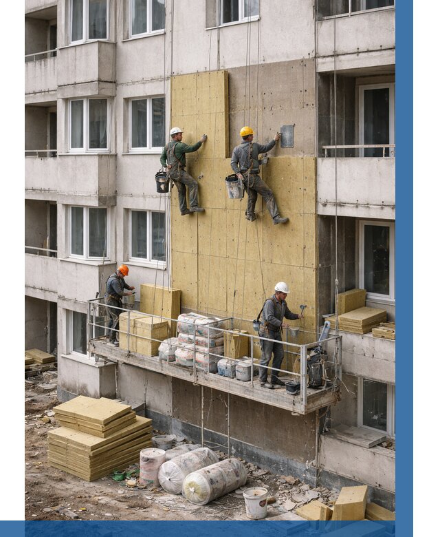 Утепление фасада минватой в Усолье-Сибирском от 1548 р. | ВЫСОТНИК-Сль