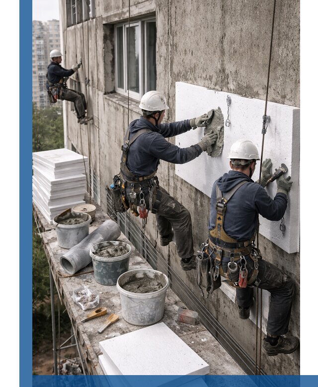 Утепление фасада пенополистиролом в Усолье-Сибирском под ключ