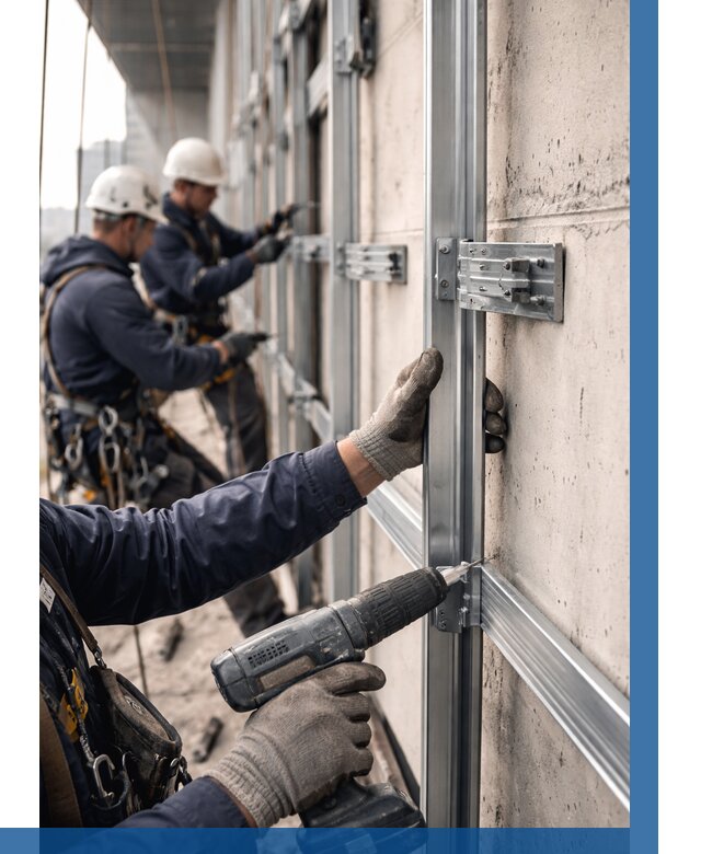 Монтаж подсистемы вентфасада в Усолье-Сибирском от 877 р. | ВЫСОТНИК-Сль