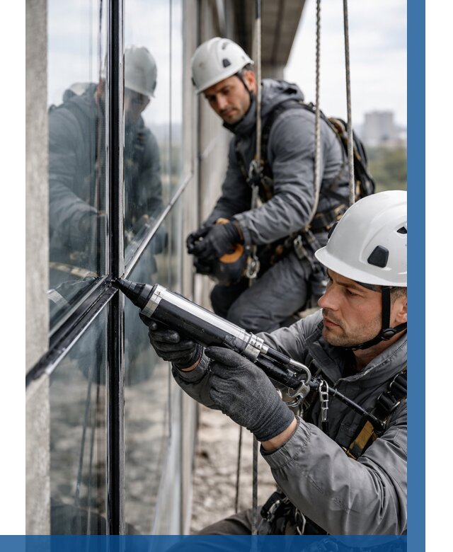 Герметизация витражных швов в Усолье-Сибирском от 671 р. | ВЫСОТНИК-Сль