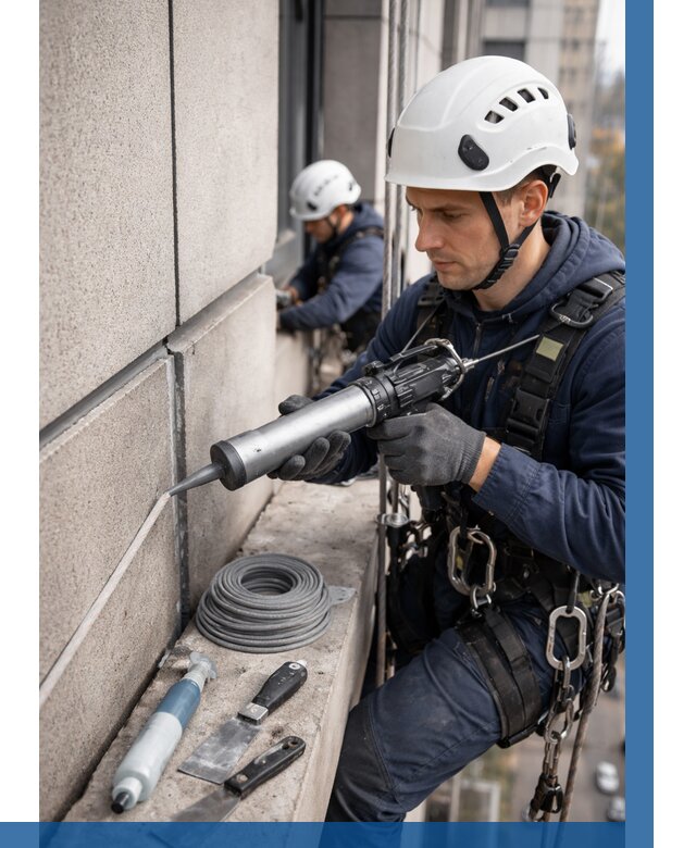 Герметизация деформационных швов фасада в Усолье-Сибирском от 722 | ВЫСОТНИК-Сль