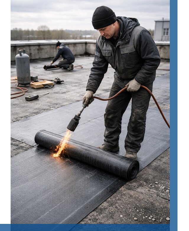 Ремонт наплавляемой кровли в Усолье-Сибирском от 722 р. | ВЫСОТНИК-Сль