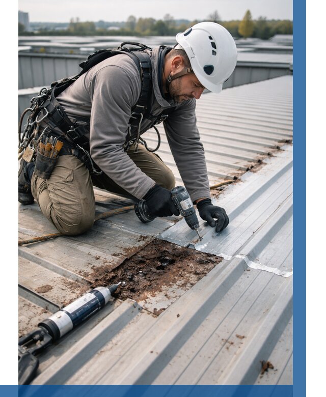 Ремонт профнастила на кровле в Усолье-Сибирском от 722 р. | ВЫСОТНИК-Сль