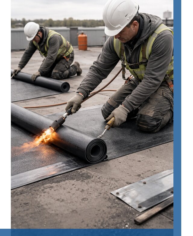 Монтаж наплавляемой кровли в Усолье-Сибирском от 877 р. — ВЫСОТНИК-Сль