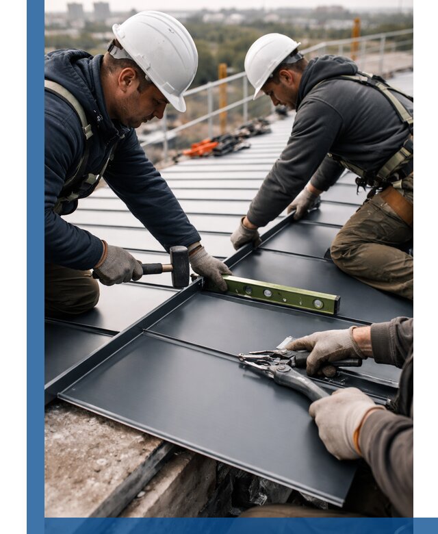 Монтаж фальцевой кровли в Усолье-Сибирском для промышленных зданий