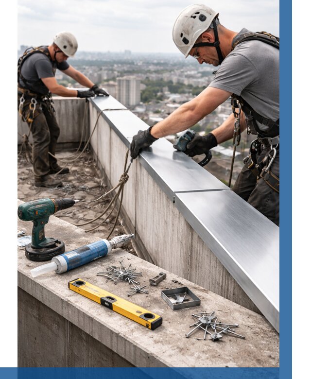 Монтаж парапетных крышек в Усолье-Сибирском от 826 р. | ВЫСОТНИК-Сль