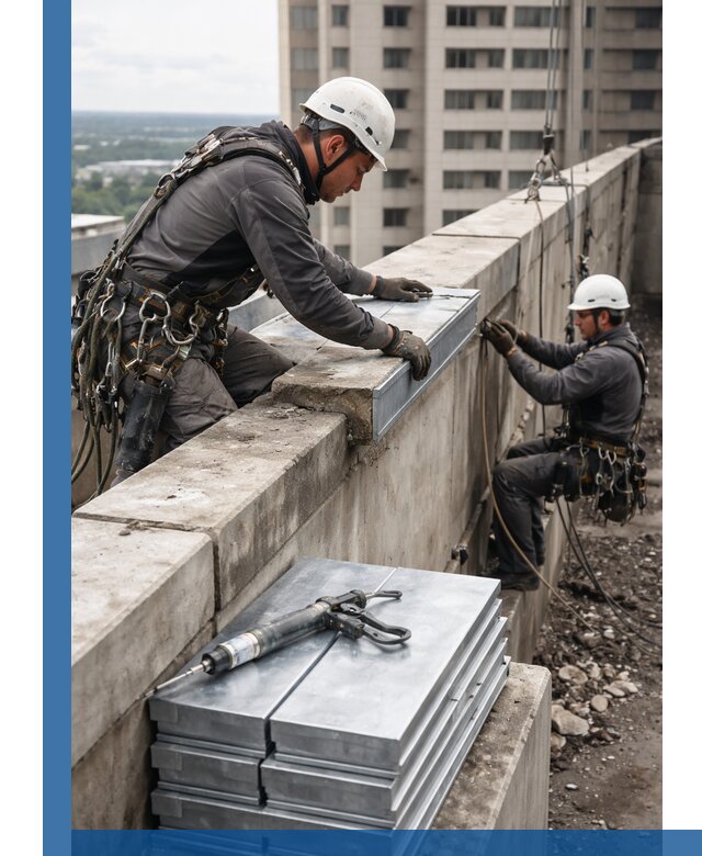 Замена парапетных крышек и установка новых в Усолье-Сибирском