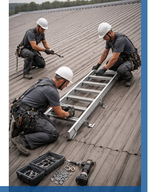 Монтаж кровельной лестницы в Усолье-Сибирском от 4644 р. | ВЫСОТНИК-Сль