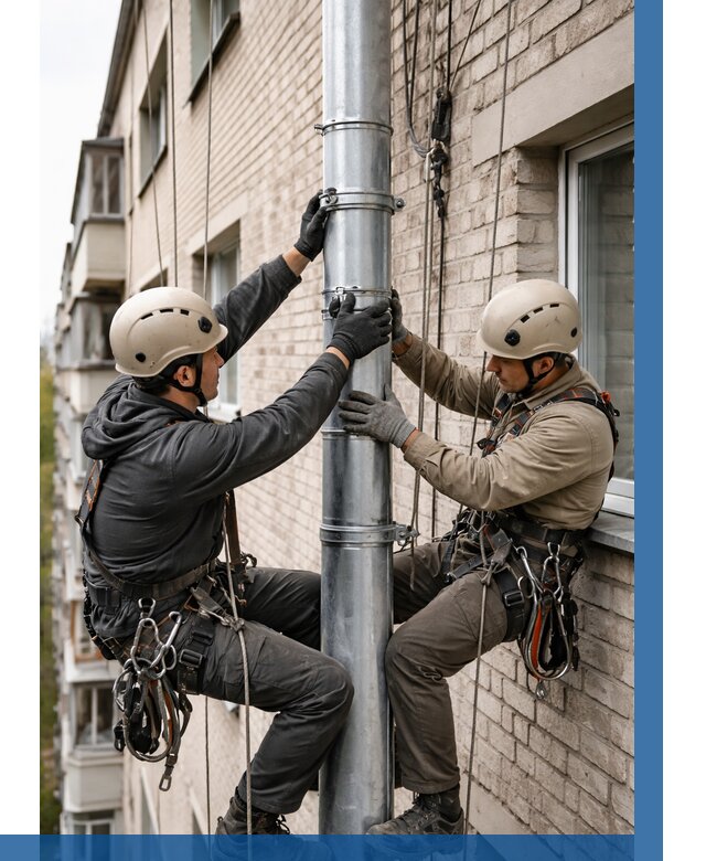 Замена водосточных труб в Усолье-Сибирском от 6708 р. | ВЫСОТНИК-Сль