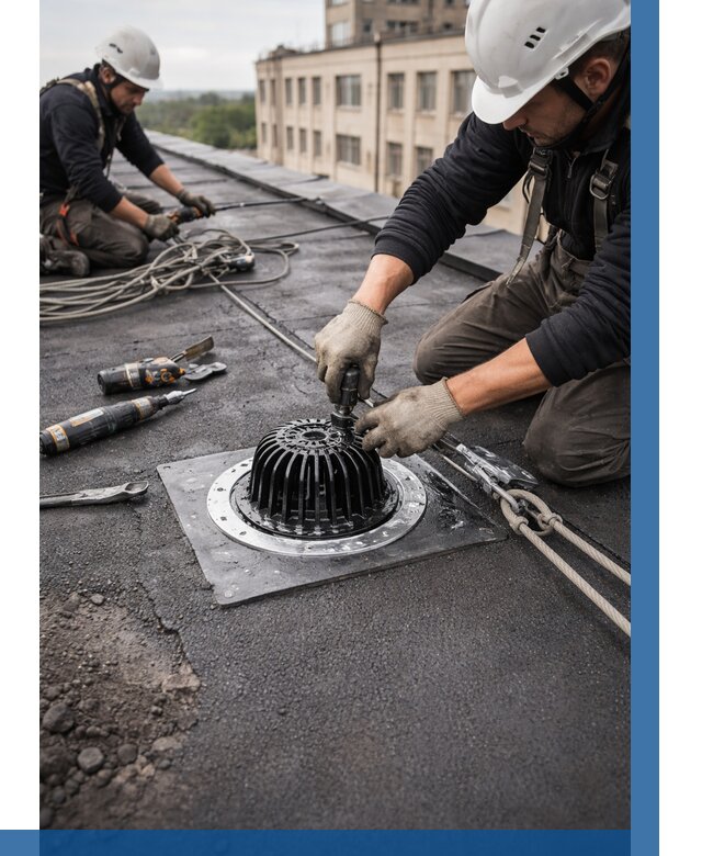 Установка водосточных воронок в Усолье-Сибирском цена от 3612 р. | ВЫСОТНИК-Сль