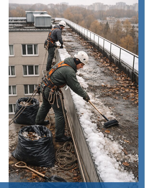 Очистка кровли по периметру в Усолье-Сибирском от 568 р. | ВЫСОТНИК-Сль