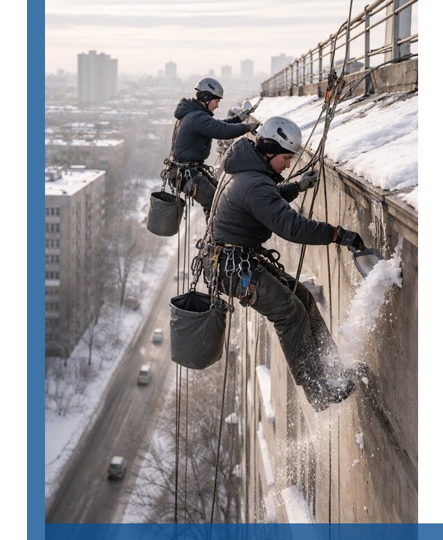 Очистка карнизов от снега в Усолье-Сибирском профессионально и безопасно