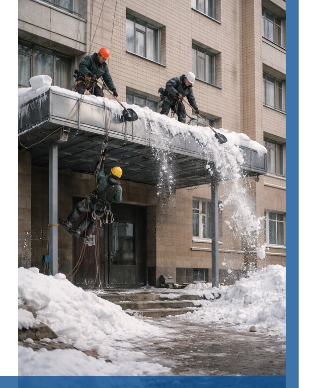 Очистка козырьков от снега в Усолье-Сибирском от 3612 р. | ВЫСОТНИК-Сль