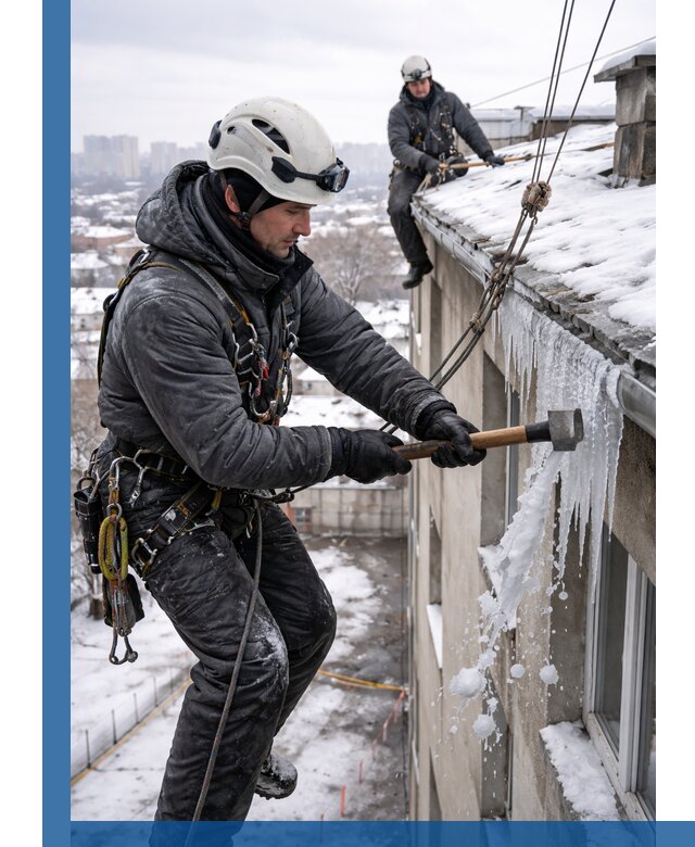 Сбивание и удаление сосулек с крыши в Усолье-Сибирском безопасно