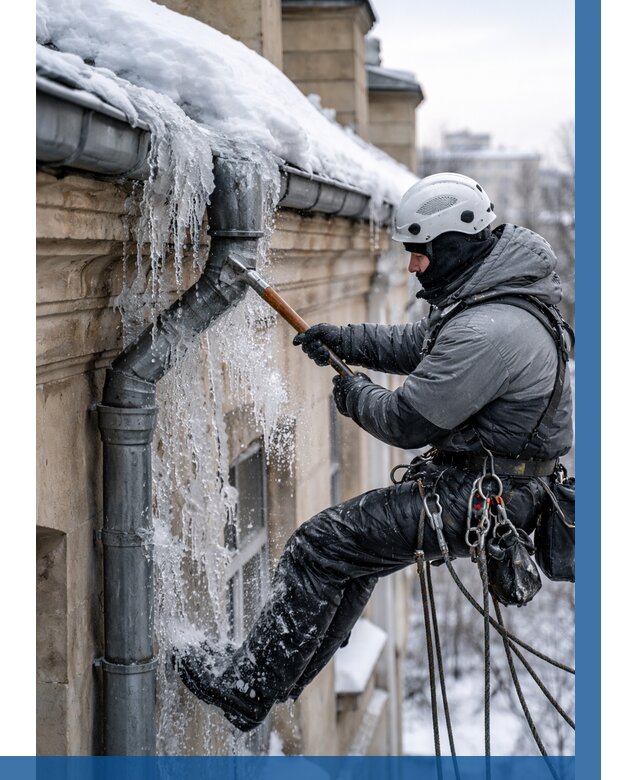 Очистка водостоков от льда в Усолье-Сибирском от 3612 р. | ВЫСОТНИК-Сль