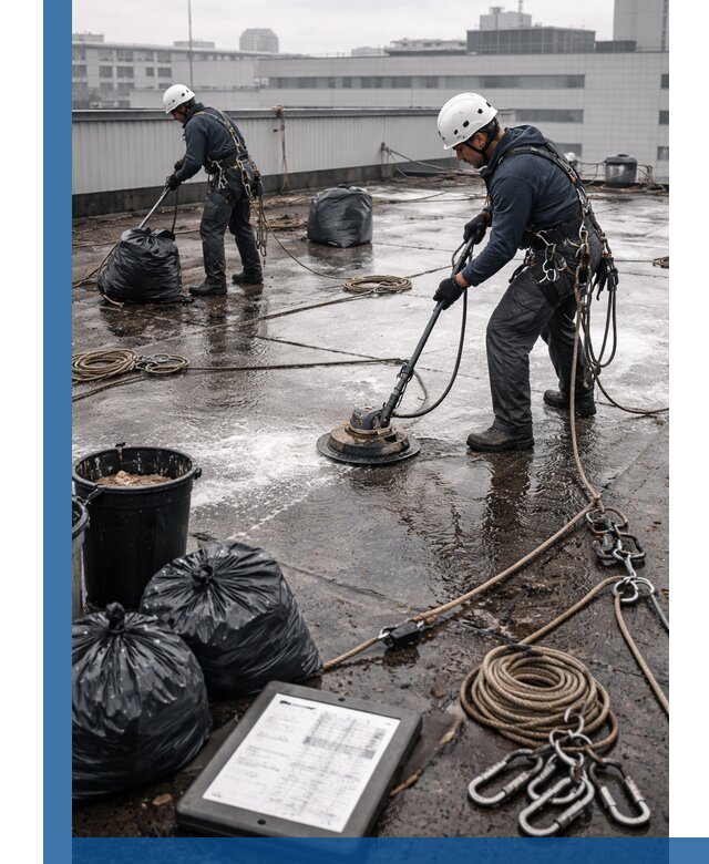 Плановая очистка кровли по графику в Усолье-Сибирском для безопасности