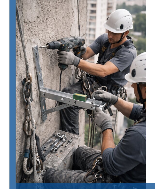 Установка кронштейнов кондиционера и крепежа в Усолье-Сибирском