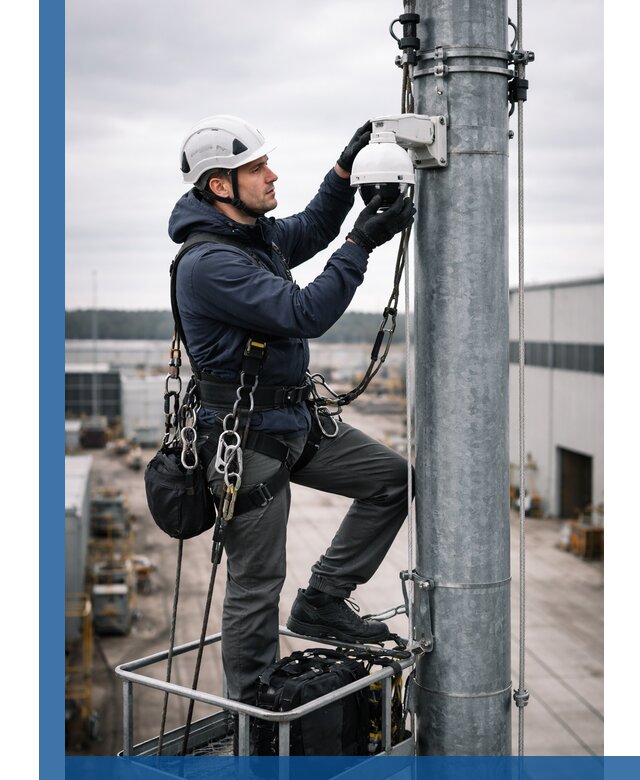 Профессиональная установка видеокамер на мачте в Усолье-Сибирском