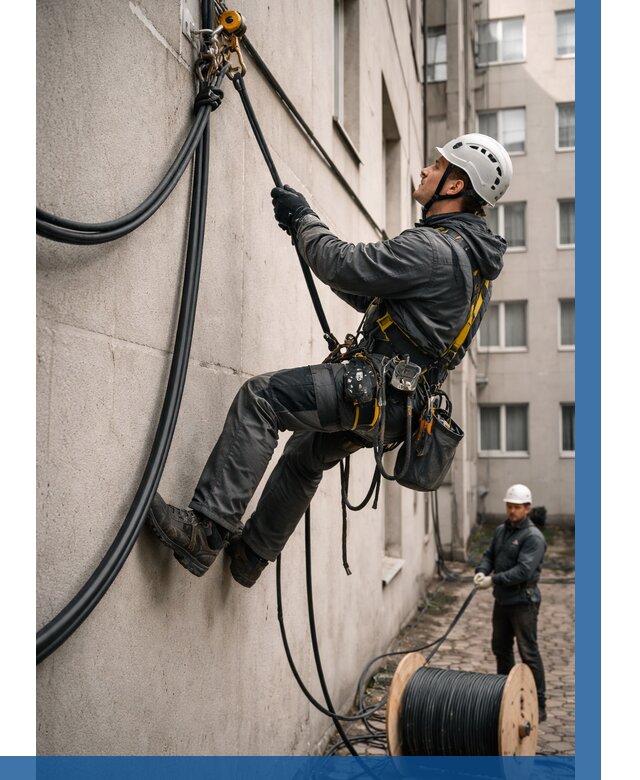 Протяжка кабеля питания на высоте в Усолье-Сибирском от 464 р. | ВЫСОТНИК-Сль