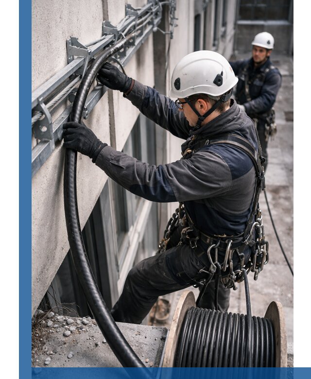 Протяжка кабеля питания на высоте в Усолье-Сибирском с гарантией безопасности и качества