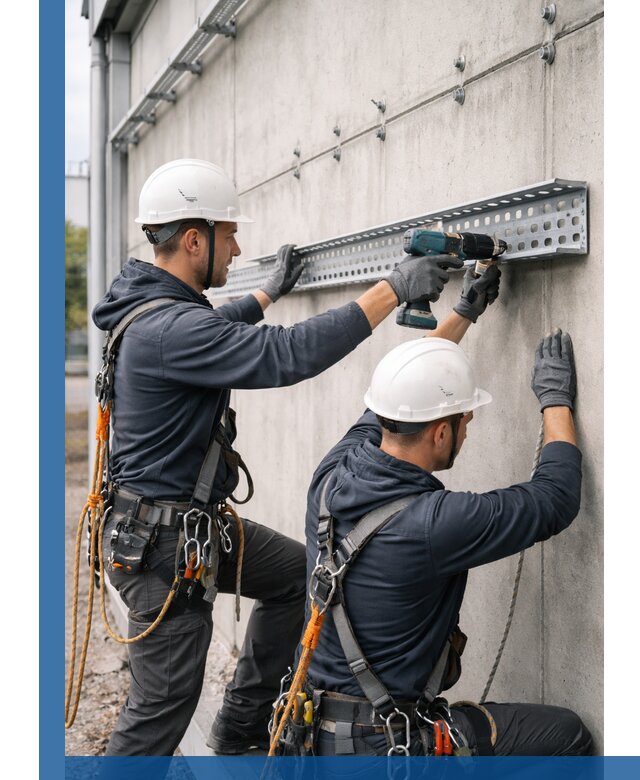 Монтаж кабельных лотков на фасаде зданий в Усолье-Сибирском с гарантией