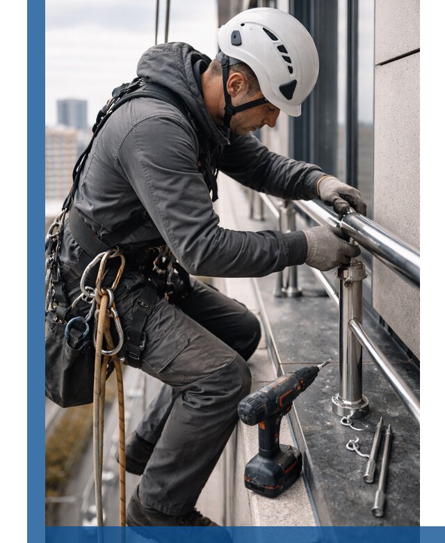 Монтаж ограждений на высоте в Усолье-Сибирском для зданий и конструкций