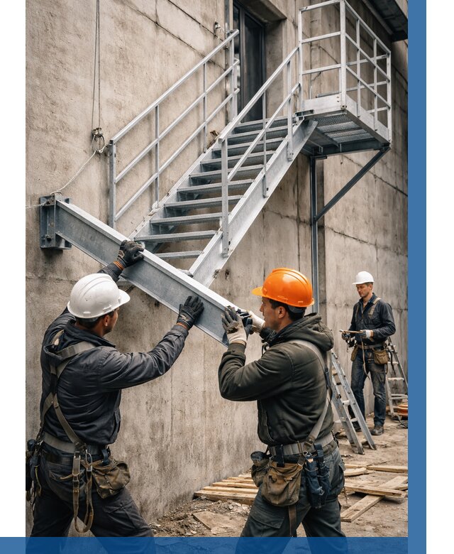 Монтаж металлических лестниц в Усолье-Сибирском от 15480 р. | ВЫСОТНИК-Сль