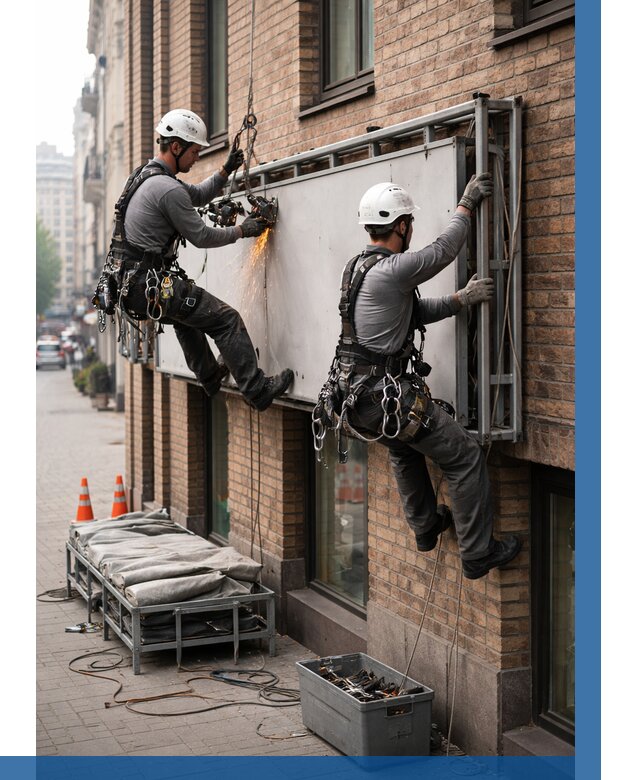 Демонтаж рекламной вывески в Усолье-Сибирском от 6708 р. | ВЫСОТНИК-Сль