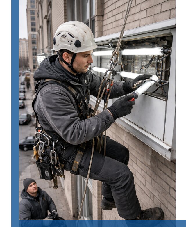 Профессиональная замена ламп в наружной вывеске в Усолье-Сибирском