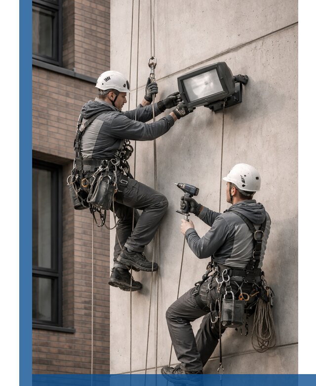 Профессиональный монтаж фасадных прожекторов в Усолье-Сибирском под ключ