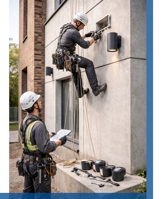 Монтаж фасадного освещения в Усолье-Сибирском от 2580 р. | ВЫСОТНИК-Сль