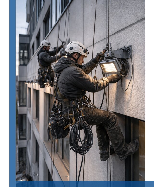Монтаж фасадного освещения в Усолье-Сибирском установка и подключение
