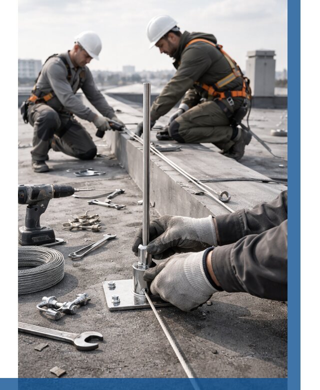 Монтаж молниезащиты на кровле в Усолье-Сибирском цена от 25800 р. | ВЫСОТНИК-Сль