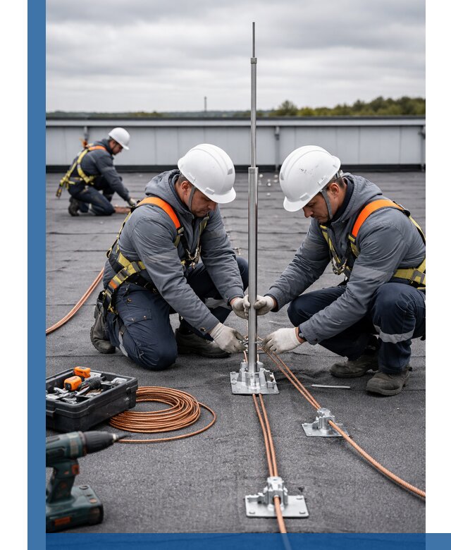 Монтаж молниезащиты на кровле в Усолье-Сибирском под ключ с гарантией